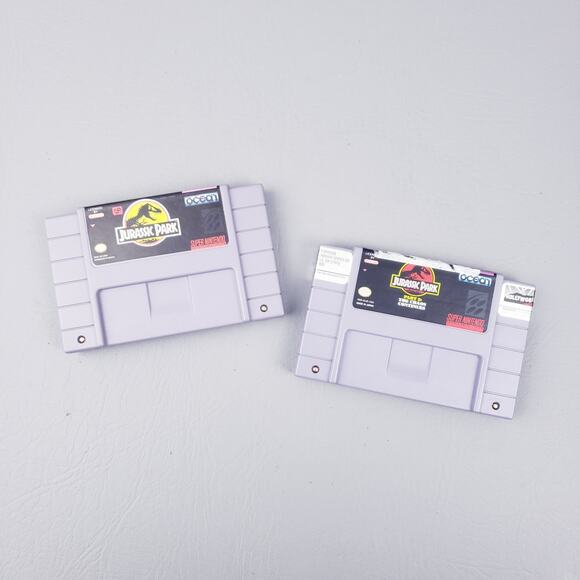 Jurassic Park Part 1 & Part 2: The Chaos Continues Super Nintendo SNES Game Dino - Picture 1 of 10